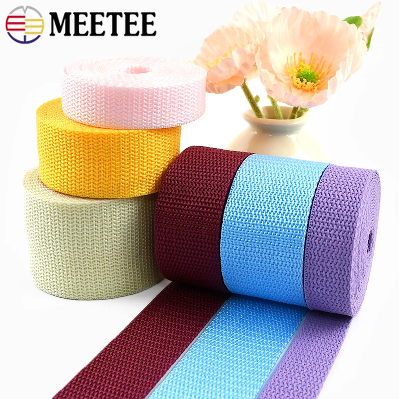 

10M Meetee PP Polypropylene Webbing Straps 20-50mm Ribbon Band Sewing Shoulder Bag Strap Safety Belt Decor Lace DIY Accessories