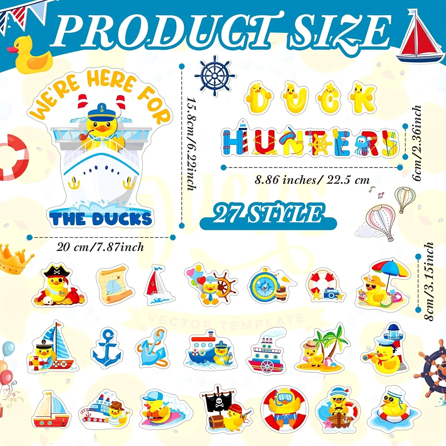 Large Cruise Door Big Yellow Duck Magnetic Decoration 27-piece Set, Carnival Cruise Cabin/refrigerator/party Decoration
