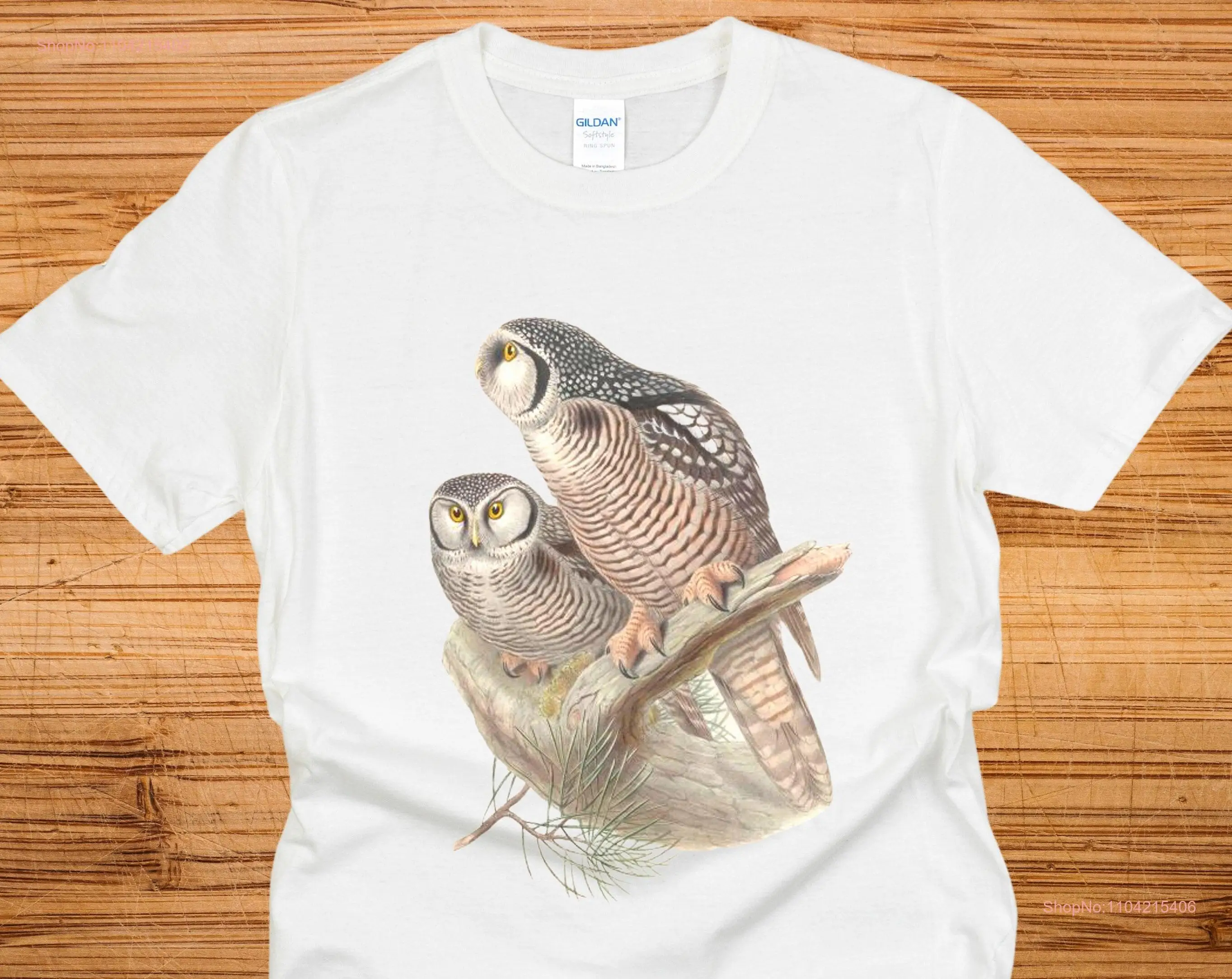 Owls T Shirt Hawk Owl Birder and Nature Wildlife Cute s long or short sleeves