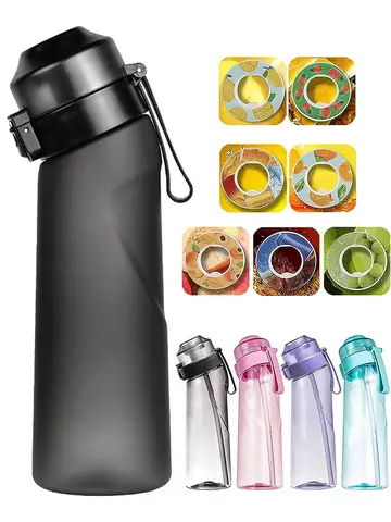 Flavored Water Bottle 650ml Sports Alr Up Drinking Bottle 7 Fruit Fragrance Pods Water Cup for Outdoor Camping Fitness Fashion
