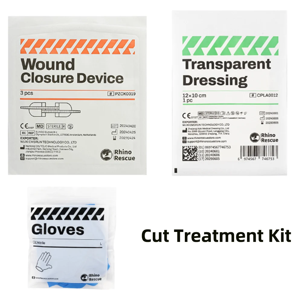 RHINO RESCUE Kit de cuidado de corte - Tiras de cierre de heridas con puntada con cremallera para dispositivo de cuidado de cortes Camping en casa