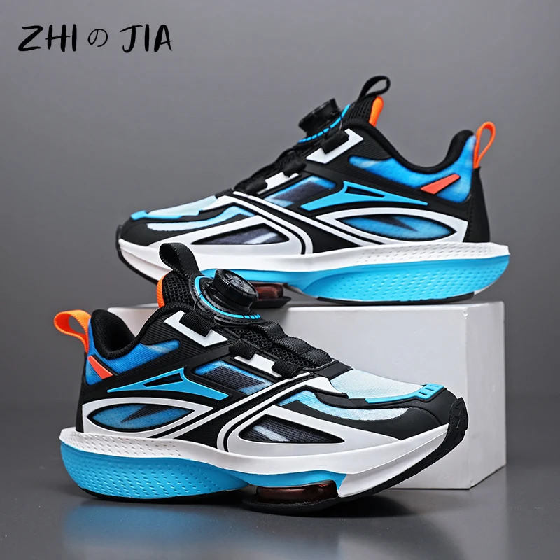 2025 Spring Hot selling Rotating Button Air Cushion Sneaker Children\'s Mesh Breathable Running Shoes Boys Fashion Casual Shoes