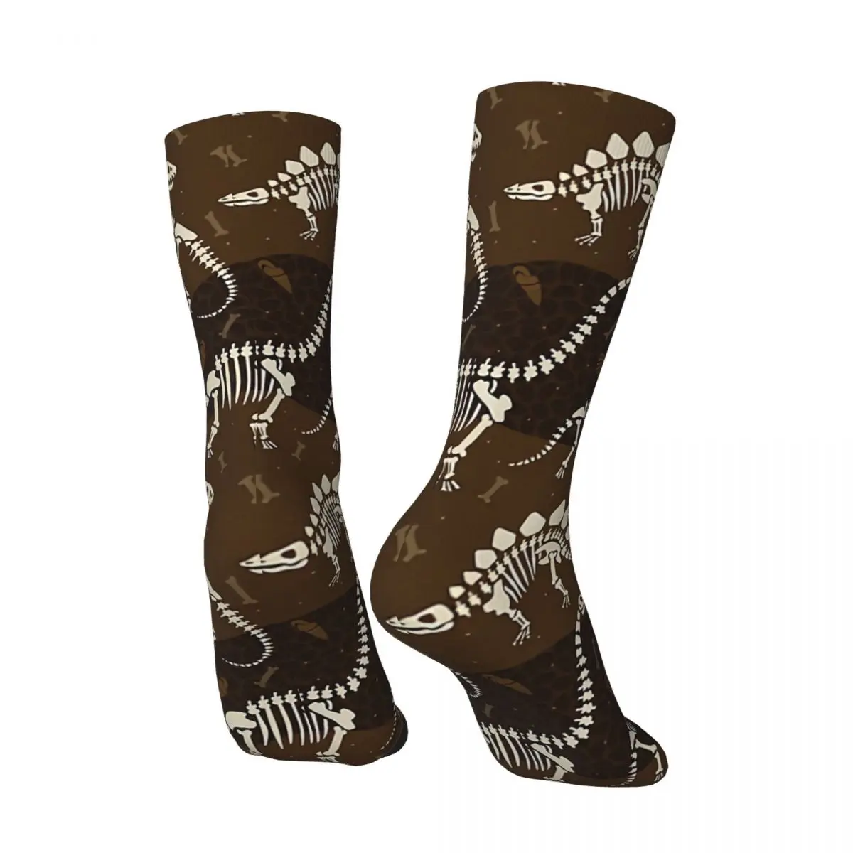 Fossil Funny Men's Socks Retro T. Rex Dinosaurs Street Style Seamless Crew Sock Gift Pattern Printed