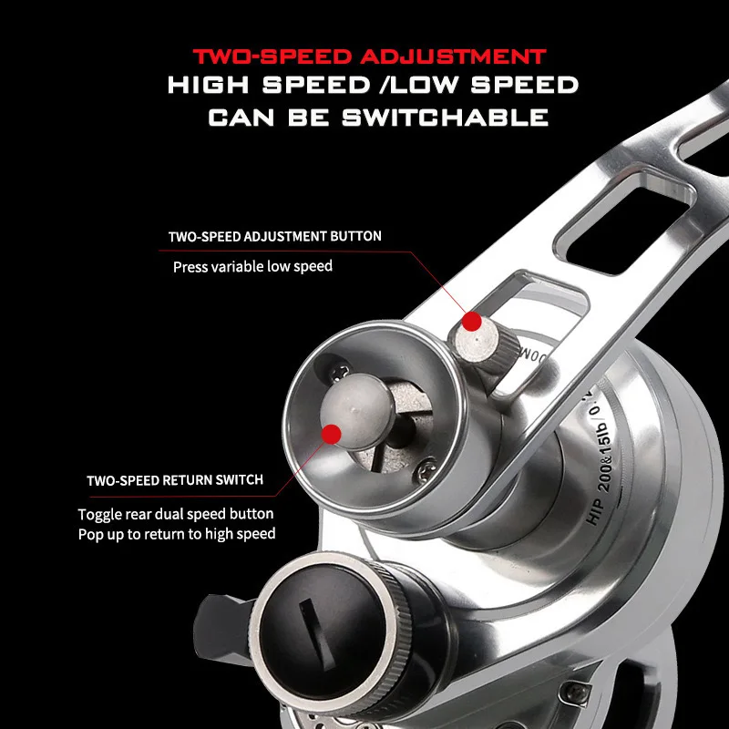 2 Speed 20W 30W 50W Heavy Duty Boat Reels Full Metal Saltwater Ocean Tuna Fishing Wheel Big Game Trolling Reel