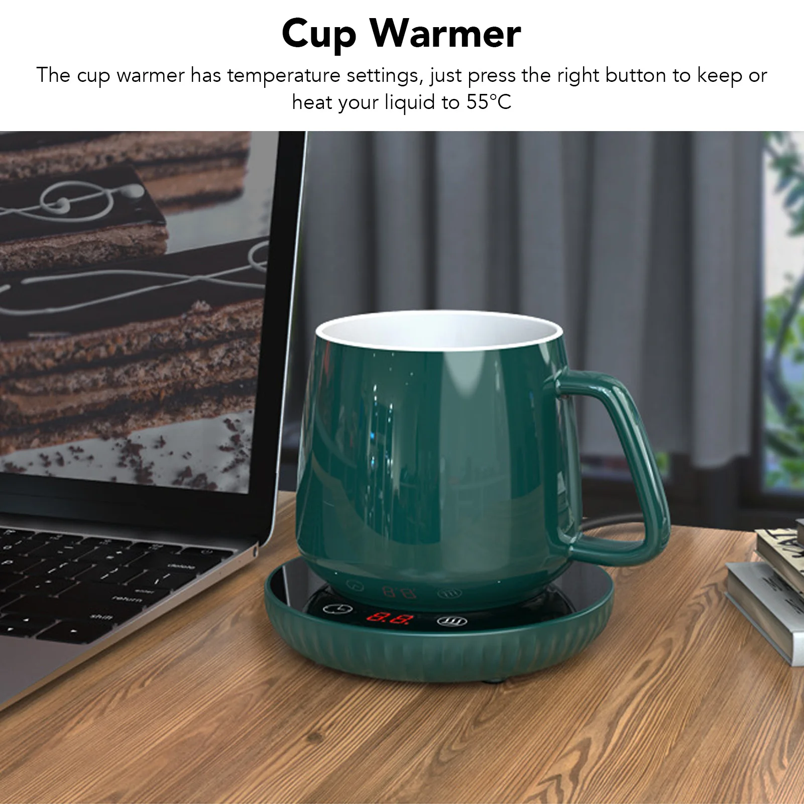 カップウォーマー55 ° C 定温デジタルディスプレイタッチボタン加熱コーヒーウォーマーデスク用ステンレス鋼カップ