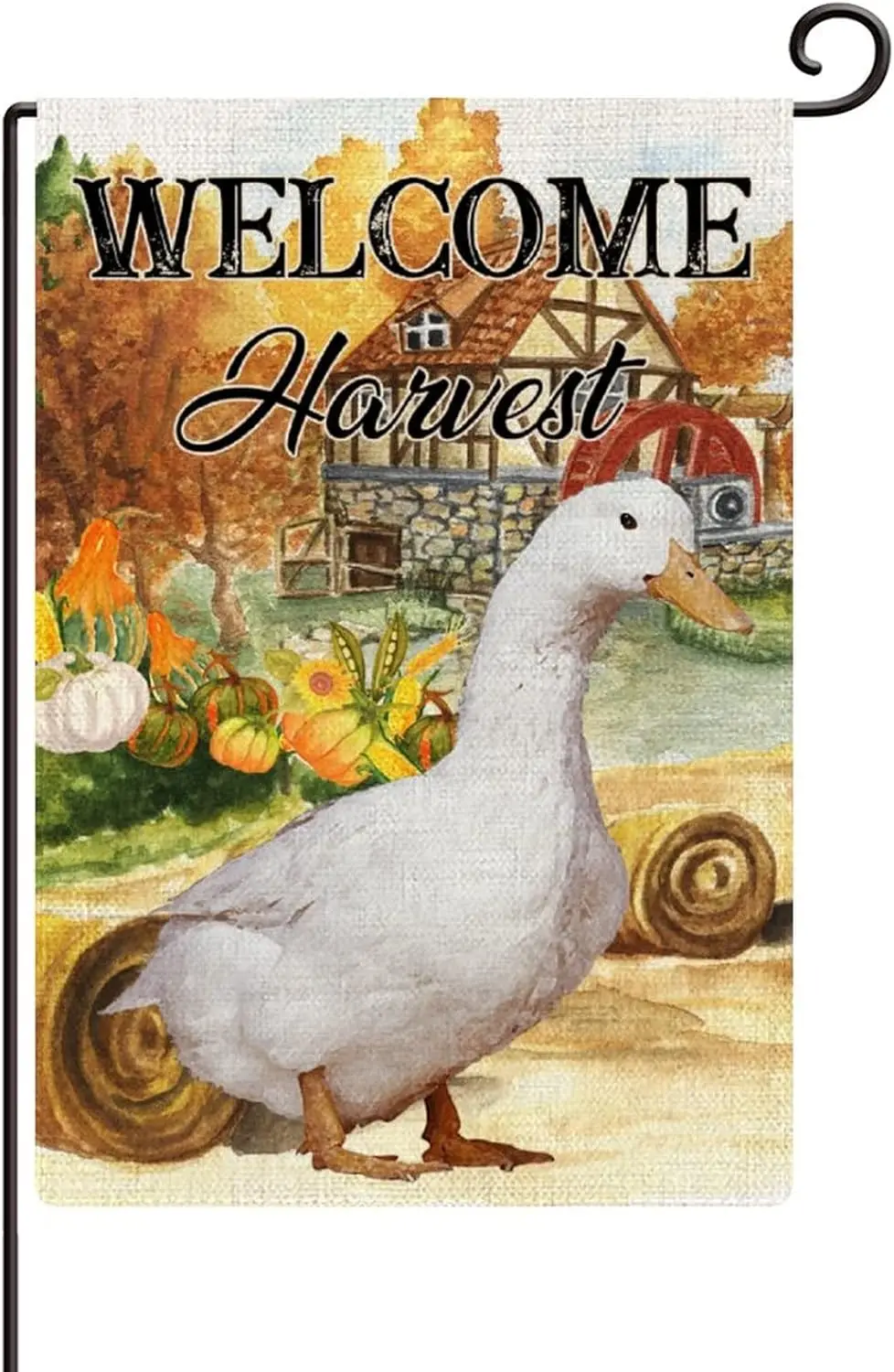 Welcome Fall Harvest Duck Garden Flag Pumpkin Maple Leaves Welcome Flags 12x18in Double Sided Vertical Festival Thanksgiving Fal