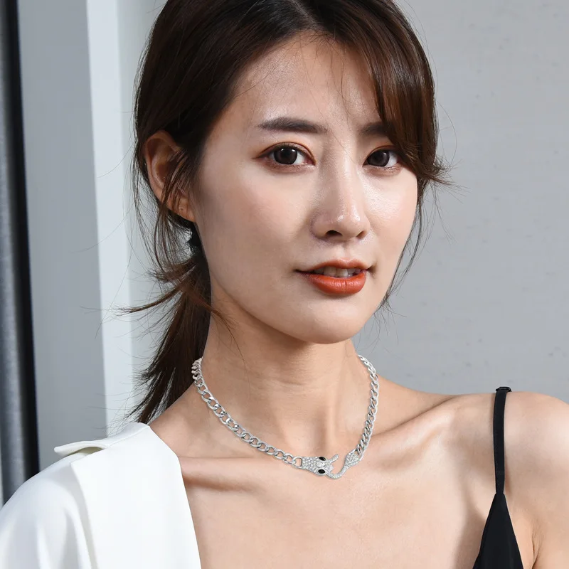 Ожерелье с толстым змеиным хвостом, легкий роскошный дизайн, модное и крутое ожерелье.