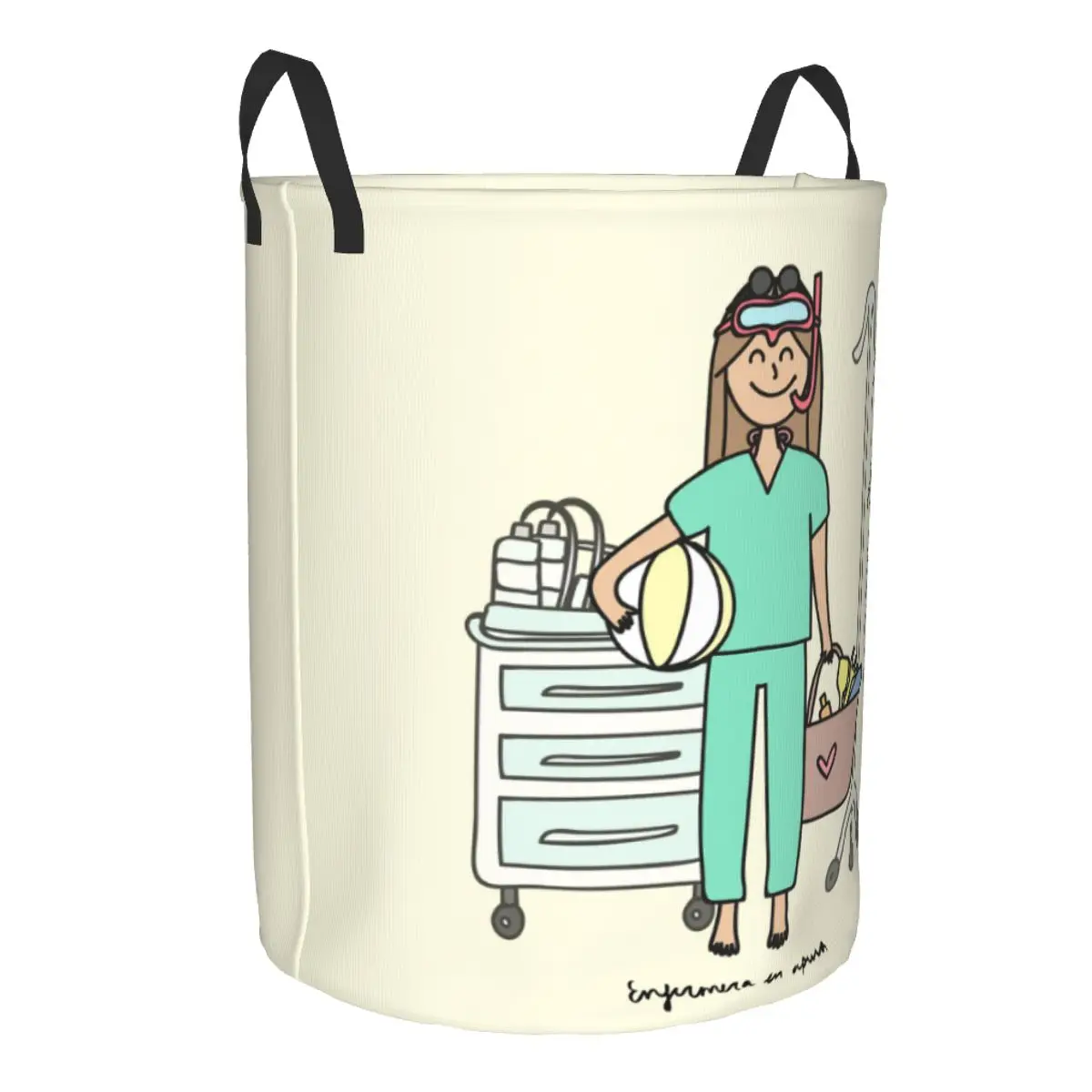 Custom Funny Cartoon Nurse Laundry Basket Collapsible Large Capacity Clothes Storage Bin Health Care Nursing Doctors Baby Hamper