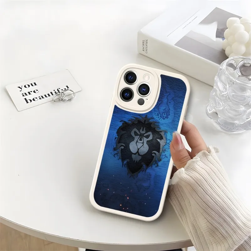 W-World Of W-Warcraft W-Wow Phone Case White For IPhone 14 11 13 12 Pro Max Mini Xs X Xr 7 8 Plus SE2020 Leather Texture Coque