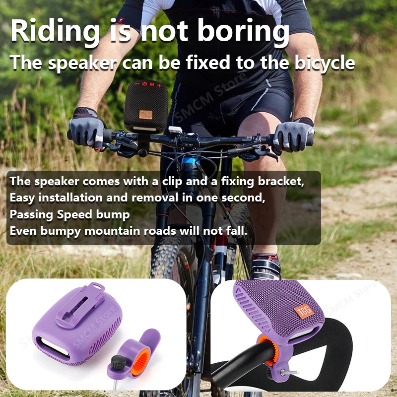 Portable Bikes TWS Bluetooth Speaker Bicycle Column Waterproof Shower Speaker Acoustics Sound Boombox Soundbar Woofer Hands Free