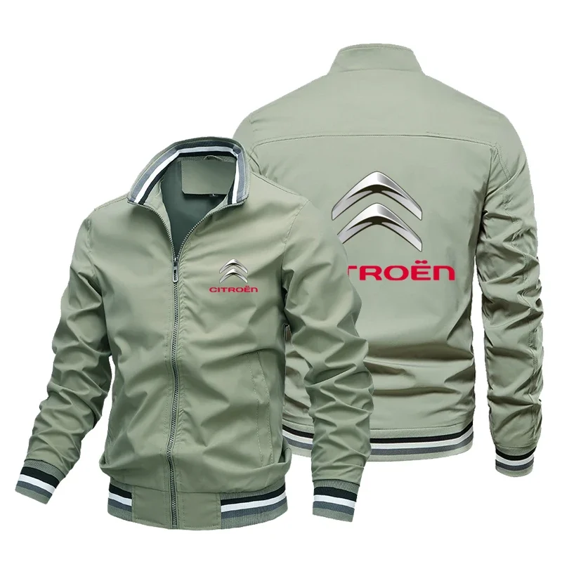 New Men\'s Jacket, Motorcycle Jacket, Citroen Logo Printed Casual Windproof Clothing, Sportswear, Zippered Shirt