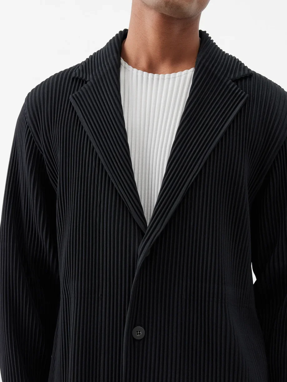 Miyake Pleated Blazers Business Casual Lined Blazer Top Fashion Suit Slim Fit Coat High Quality Jacket