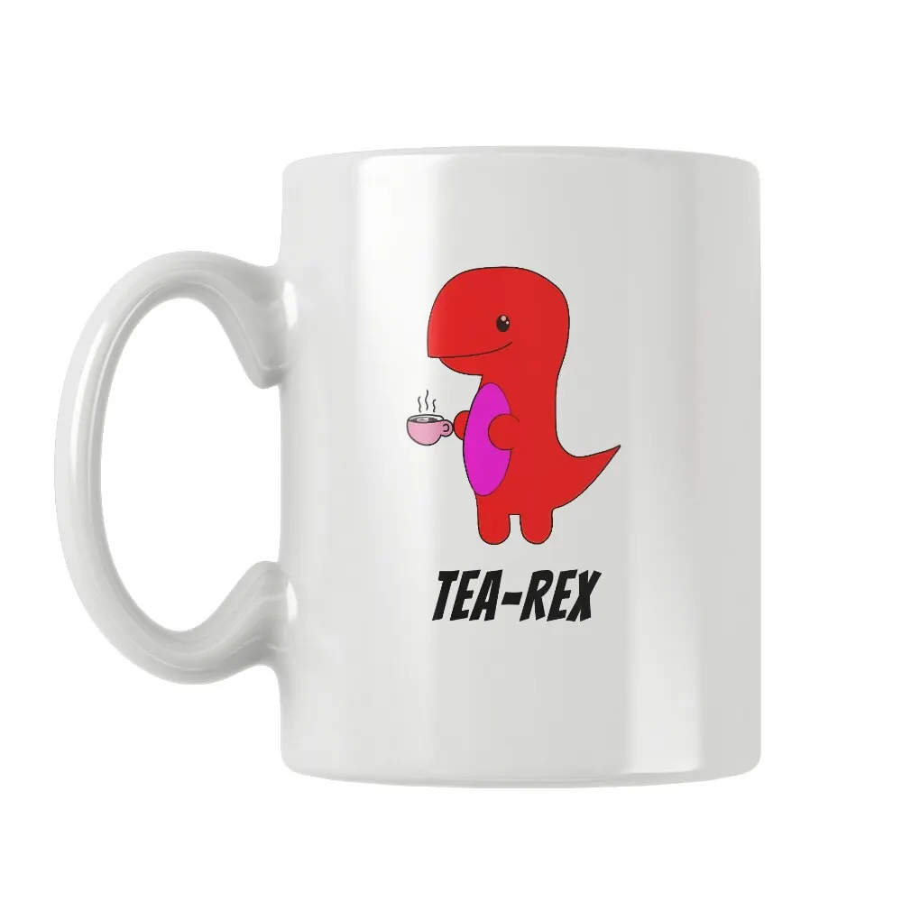 Tea Rex Printed Mug Coffee Cup White Ceramic Cute Parody Funny Birthday Gifts