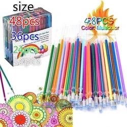 Shiny Refill  48、36、24、12.PCS Colorful Shining Refills Neon Glitter Pastel Art Pen Replacement Office School Stationery Refills