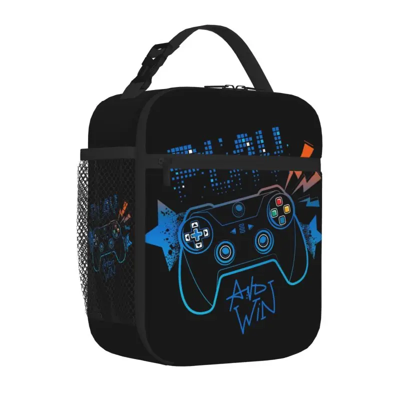 Video Game Controller Insulated Lunch Bag for Boys Portable Waterproof Thermal Oxford Lunch Box for School Travel Picnic Beach