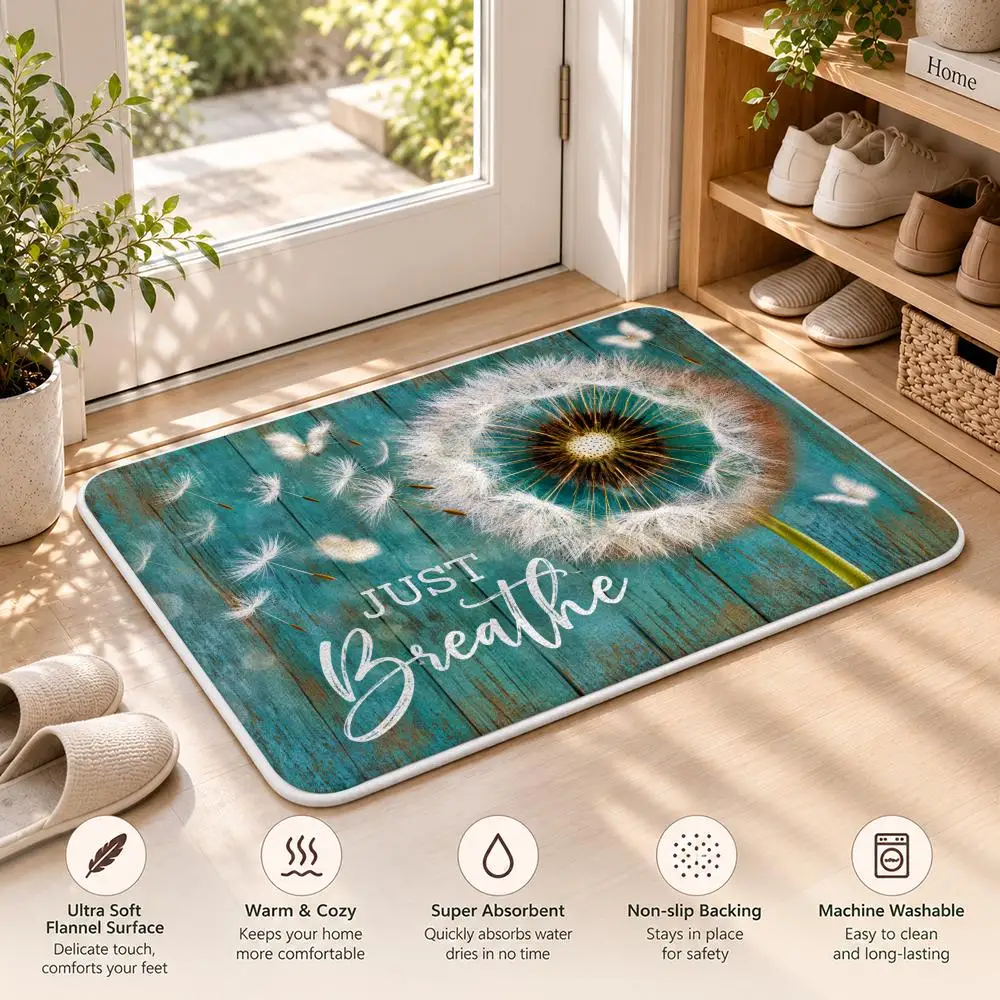 Rustic Wooden Home Floral Sign Floor Mat Flannel Rug Soft Non Slip Washable Door Mat for Bedroom Living Room Home Decor 3
