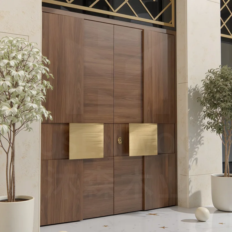 

Villa home double wooden door rural self-built house