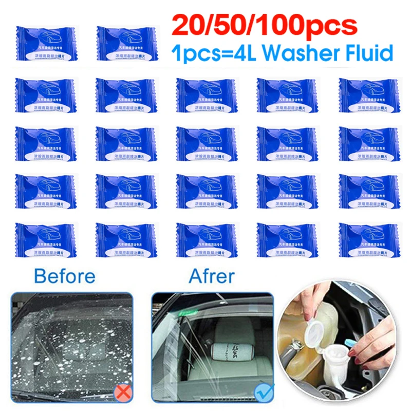 20/50/100pcs Car Windshield Cleaner Effervescent Tablet Wiper Glass Solid Cleaning Concentrated Tablet Detergent Solid Cleaner