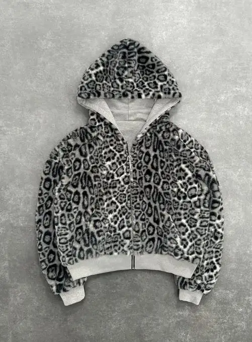 

Women's Hoodie 2025 New Autumn/winter Collection Hoodie Two Sides Can Wear Retro Leopard Zipper Hoodie Loose Top