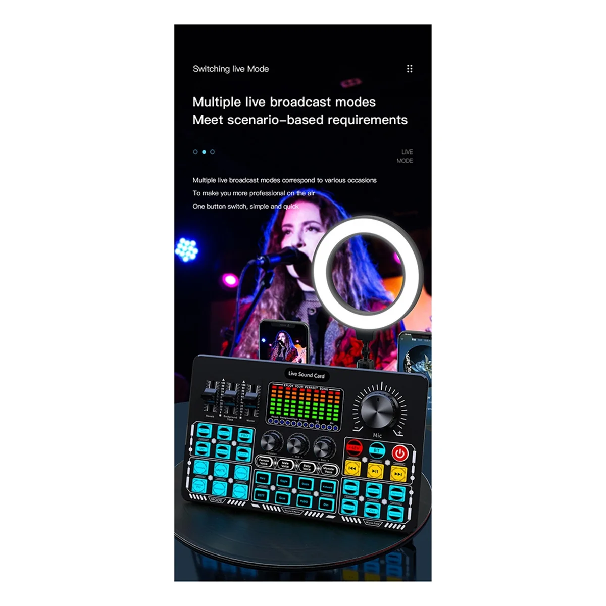 

ABLQ Q6S Live Sound Card Audio Interface with DJ Mixer Effects and Voice Changer Audio Mixing Console for Streaming