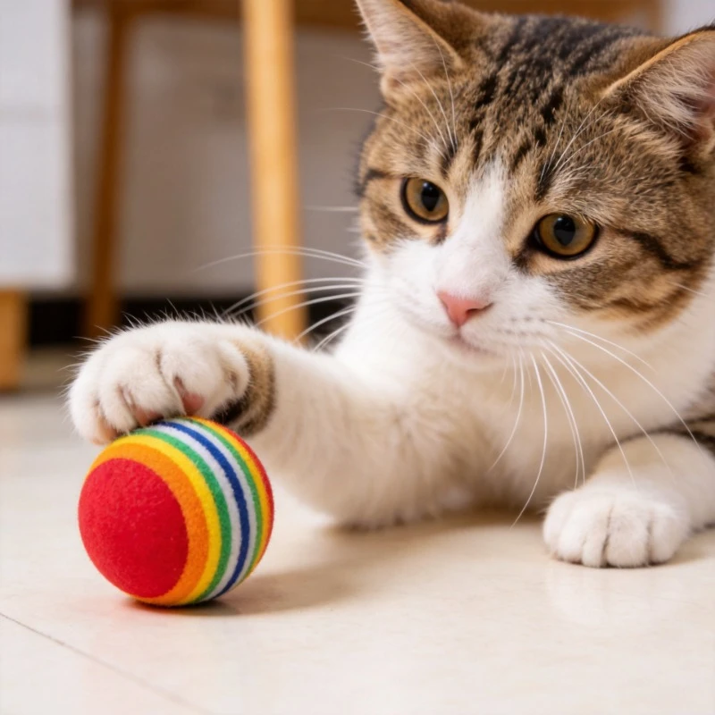 2/5/10pcs Pet Play Toys Cat Rainbow Ball Toys Ball Interactive Cat Dog Play Chewing Rattle Scratch Ball Training Ball