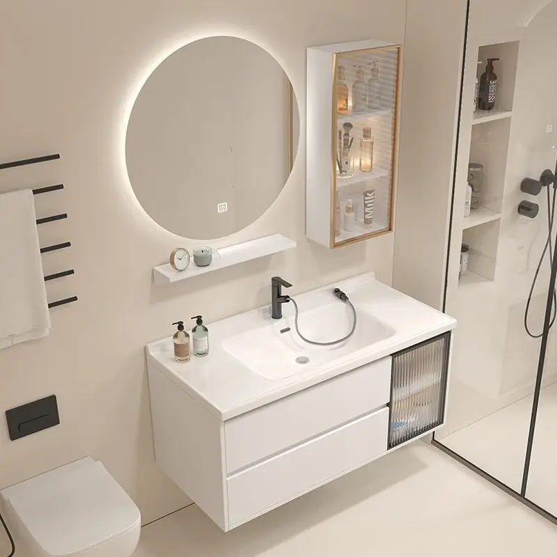 Ceramic integrated basin bathroom cabinet simple sink washbasin set bathroom washbasin