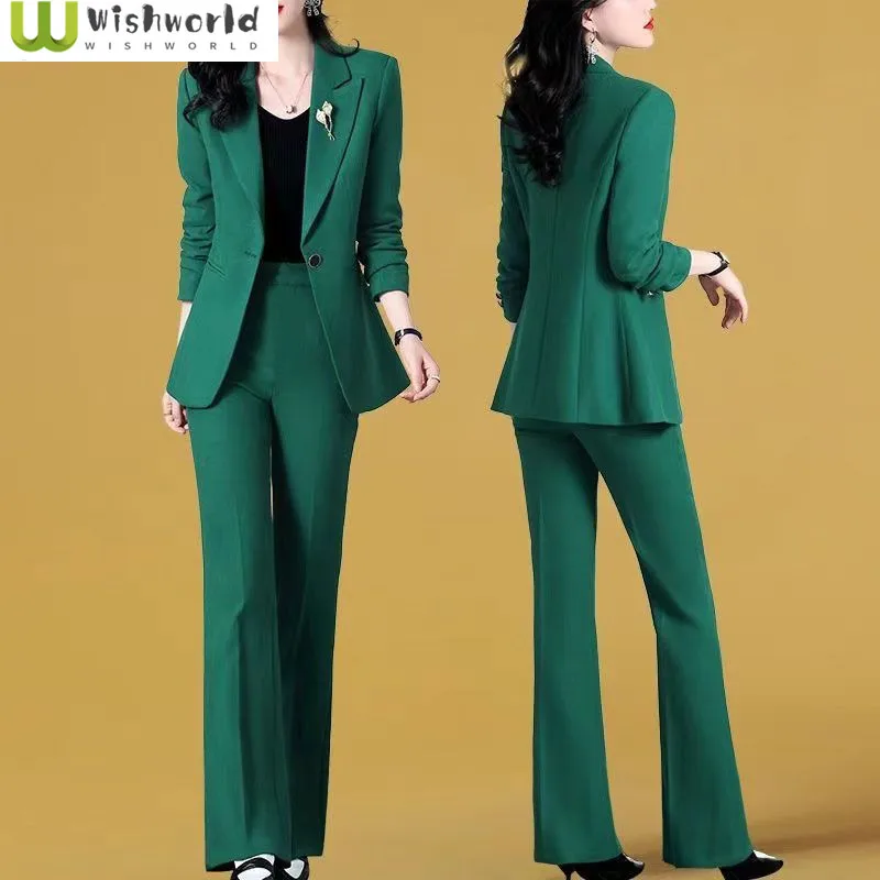 Chaqueta delgada informal para mujer, pantalones elegantes de dos piezas, traje de gerente de oficina, trajes de moda, estilo Blazer, novedad de