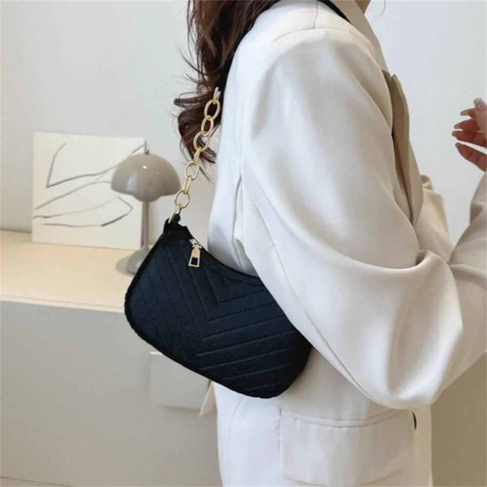 9 Colors Casual Female Men Tote Bag Mini Solid Color Shoulder Pouch Felt Chain Women Handbag Underarm Bag Messenger Bag