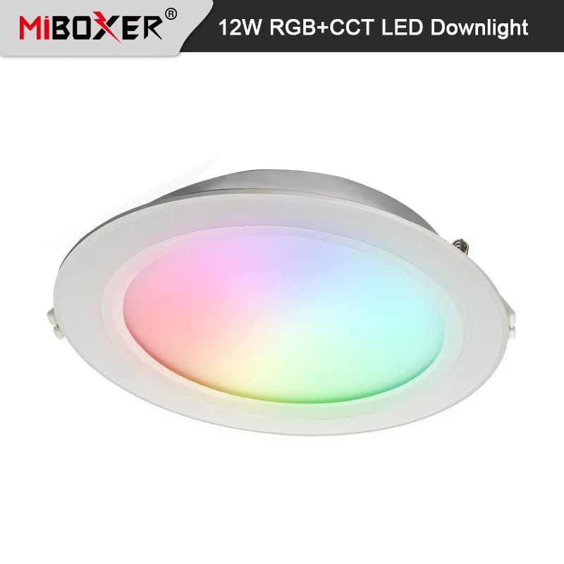 Miboxer White/Black 12W RGB CCT LED Downlight Dimmable Smart Ceiling 110V 220V Panel Light 2.4G RF Remote/APP/Voice control