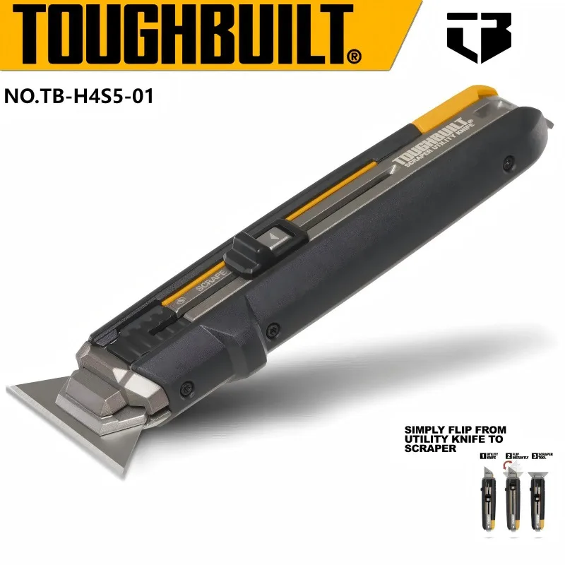 

TOUGHBUILT TB-H4S5-01 Скребок Универсальный нож Двуфункциональная резка для удаления и резки В комплект входит 5 лезвий Портативный ручной инструмент
