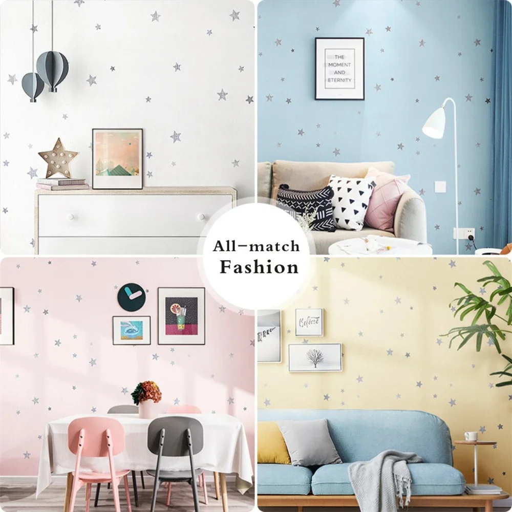 Papel tapiz de estrellas de colores para niños, decoración de dormitorio, autoadhesivo, PVC, muebles, niños, bebé, niño, niña, Mural, estrella de