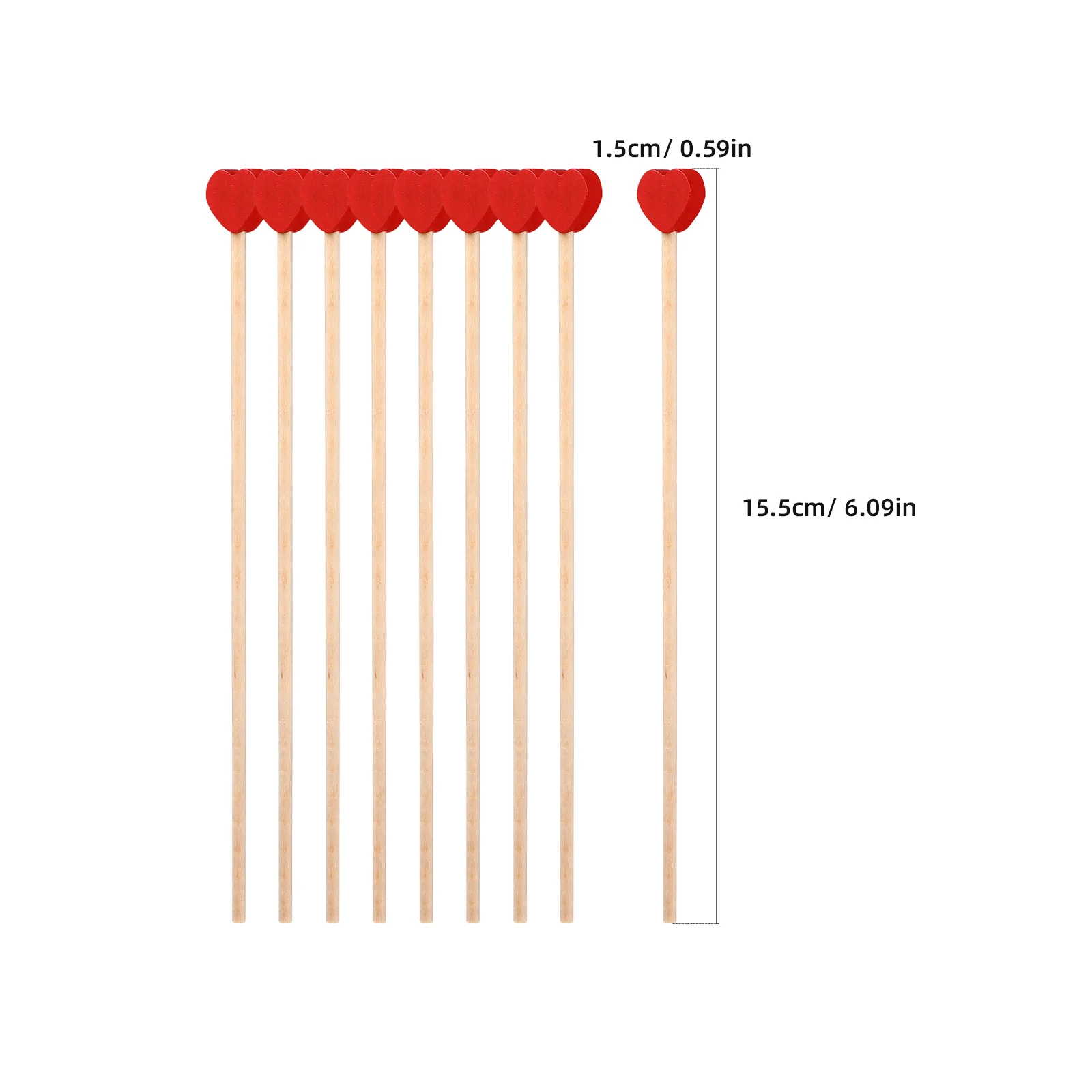 100 Pcs Heart Swizzle Stick Coffee Stir Sticks Wood for Bar Cocktail Beverage Stirrer Drink Disposable Stirrers Long Wooden