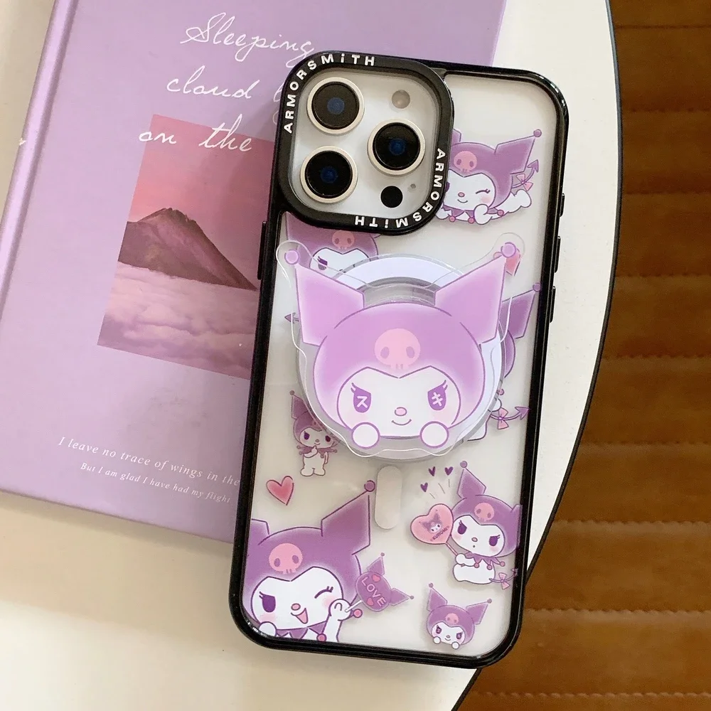 سانريو كورومي لطيف الكرتون حامل قبضة مغناطيسي Magsafe شحن لاسلكي جراب هاتف آيفون 17 16 15 14 13 12 11 برو ماكس غطاء #6