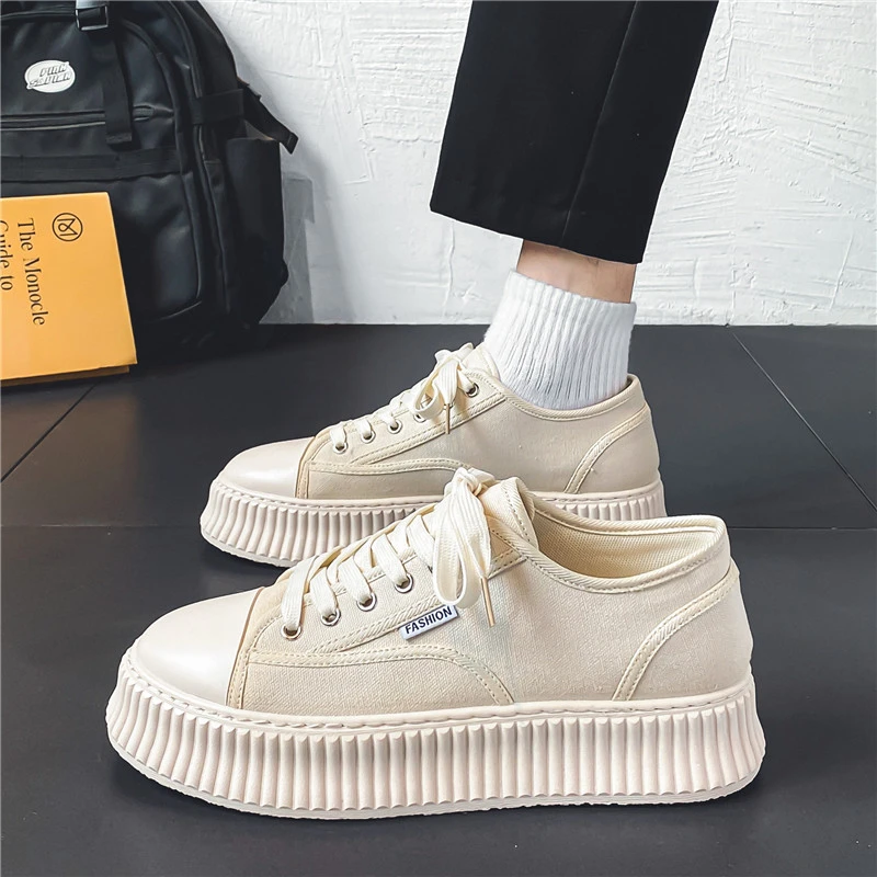 2023 New Black Men's Sneakers Spring Fashion Designer Platform Sneakers Vulcanized Casual Men Shoes Non-Slip