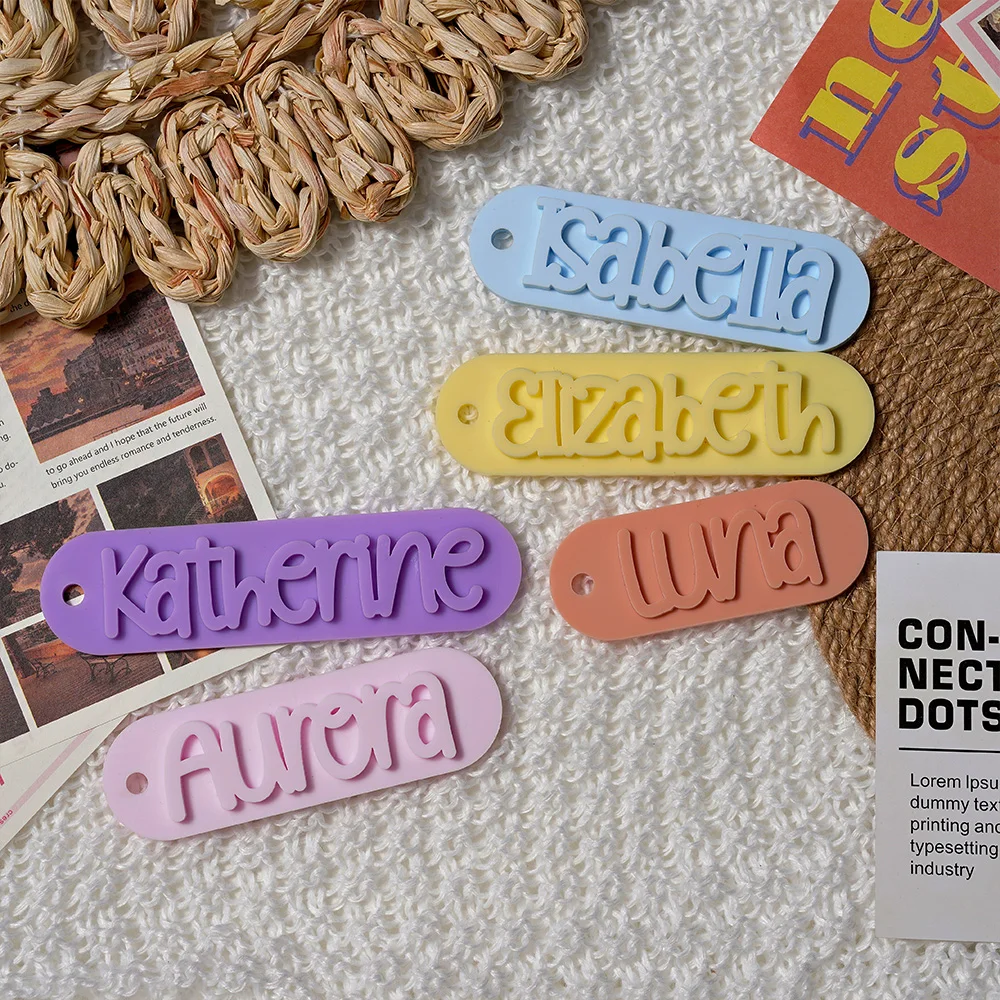 قطعة واحدة من سلسلة مفاتيح PMMA المخصصة - اسم محفور شخصي، تصميم بيضاوي، DIY، منقوش بالليزر، ملحق مثالي للاستخدام اليومي وهدية لطيفة