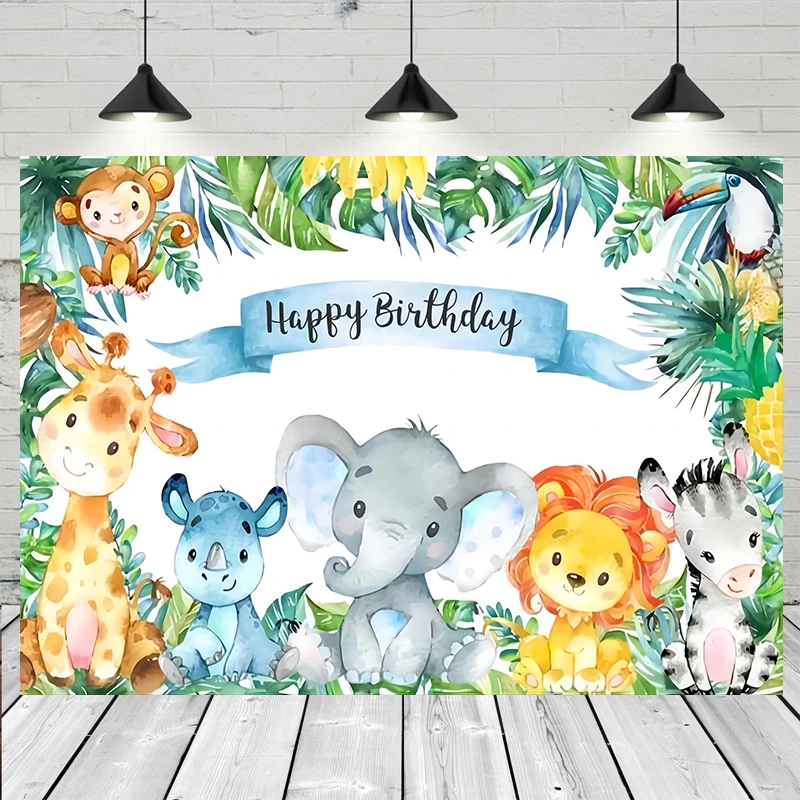 Jungle Safari Tropical Forest Photography Backdrop Newborn Baby Shower Birthday Wild Animal Party Custom Background Photo Studio