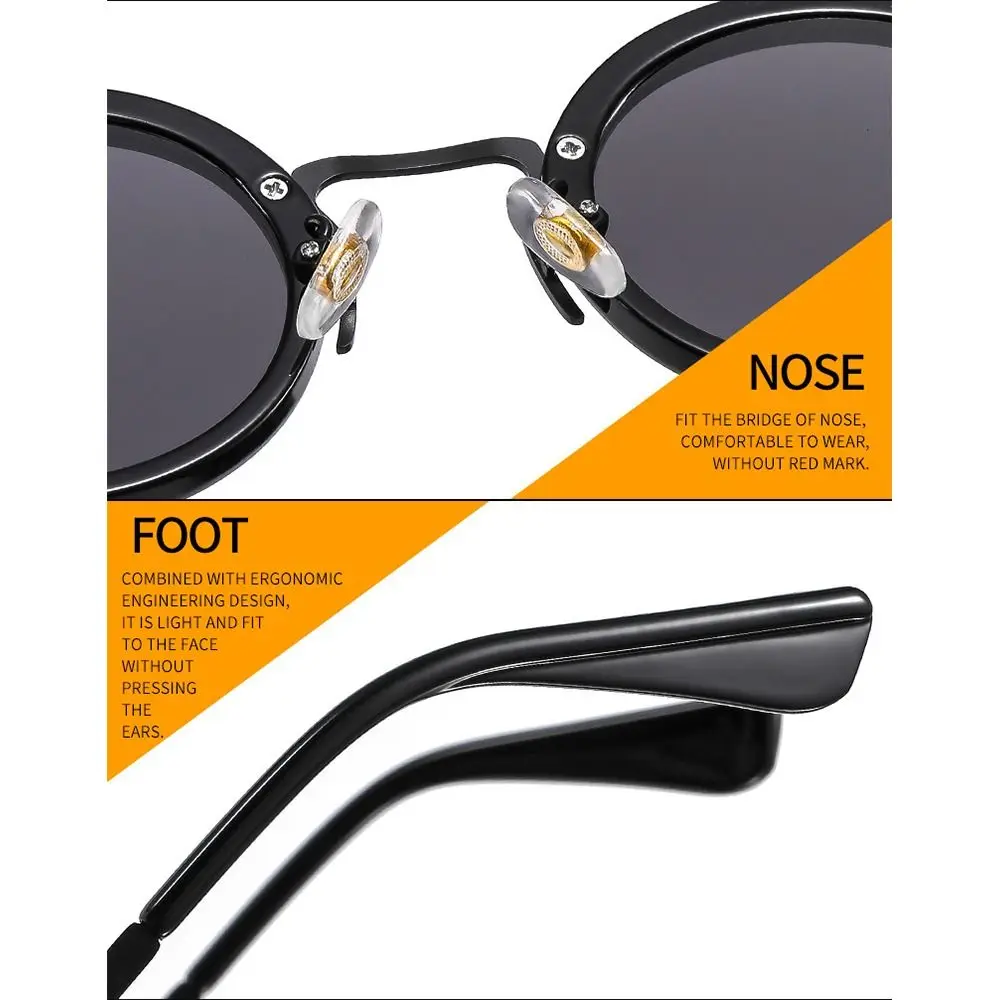 

Солнцезащитные очки в круглой оправе в стиле панк, хип-хоп, защита от ультрафиолета, металлические и ПК, гибридная оправа, солнцезащитные очки, очки для уличной съемки