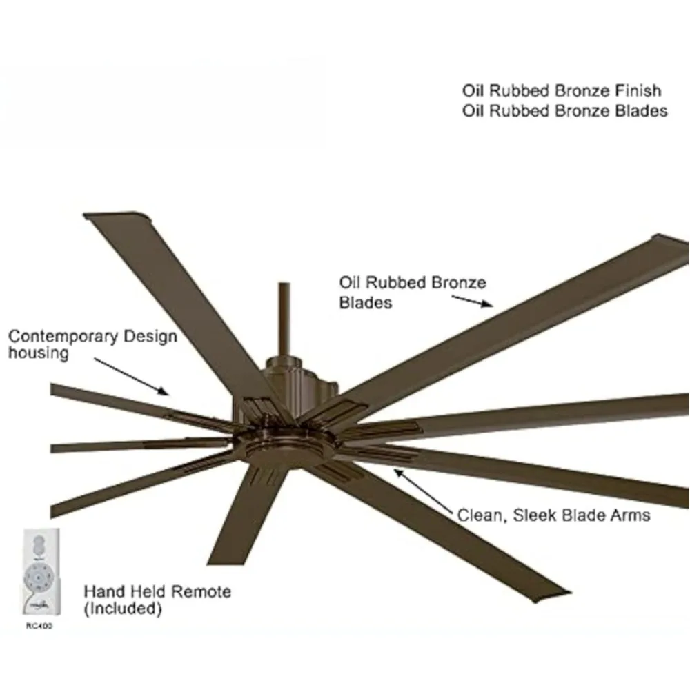 96-calowy duży wentylator sufitowy z wykończeniem z brązu wcieranego olejem, leczy i zimą, aby pomocć w obrotowym powietrzu i odcinaniu kosztów energetycznych