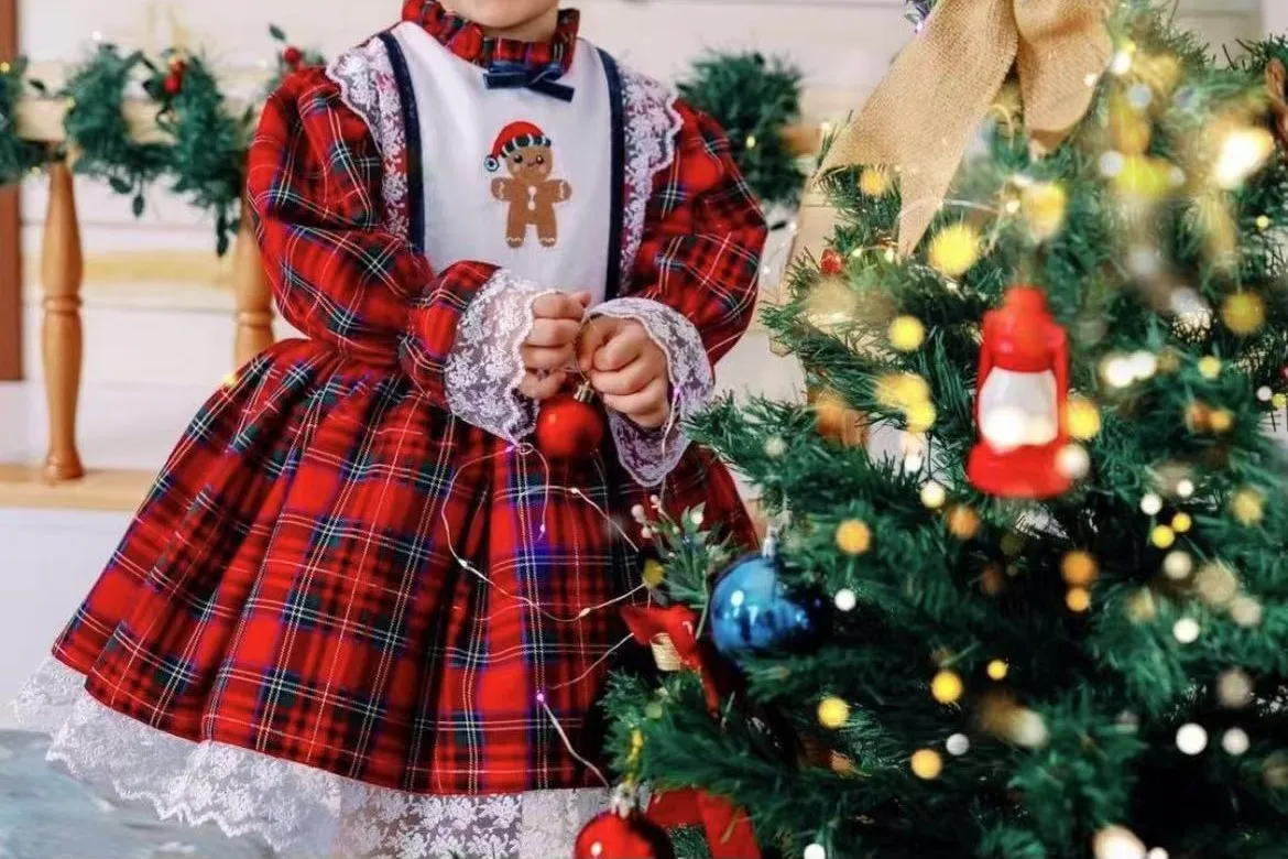 

0-12Y Autumn Baby Girl Red Plaid Vintage Ball Gown Princess Dress for Casual Party Birthday Eid Photography C141