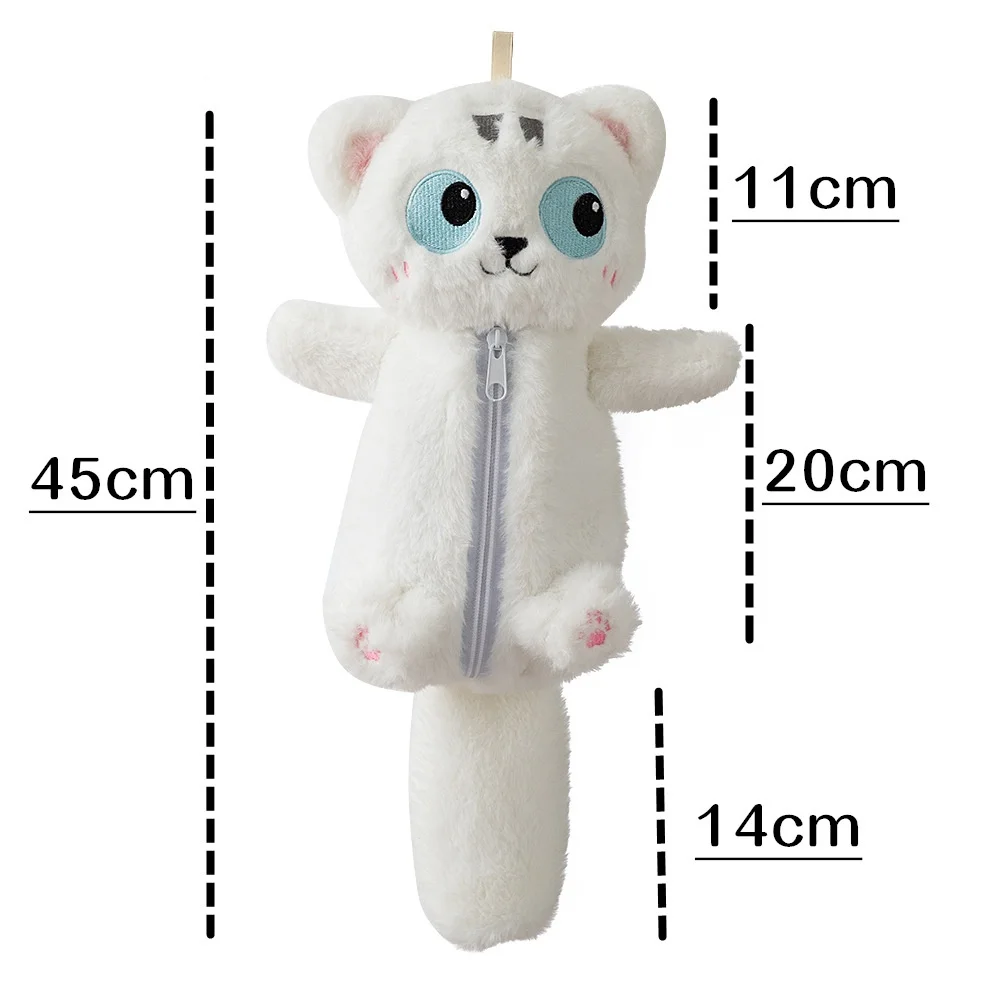 Plush Pen Bag Cute Big Eyed Cat Pencil Case Stuffed Animal Large Capacity Stationery Bag Cartoon Doll Cat Learning Pencil Bag