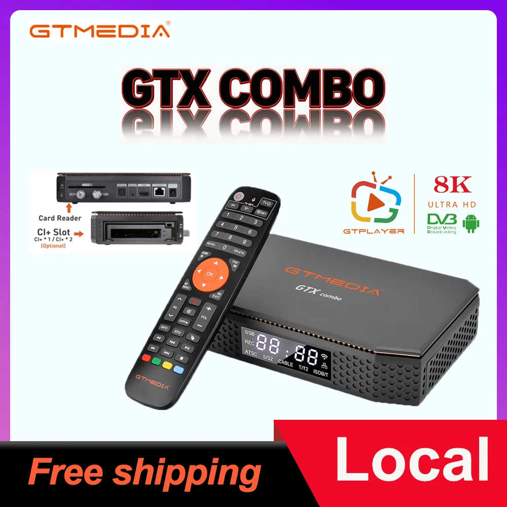 GTMEDIA GTX COMBO Satellite Receiver Android 9.0 TV BOX+DVB-S/S2