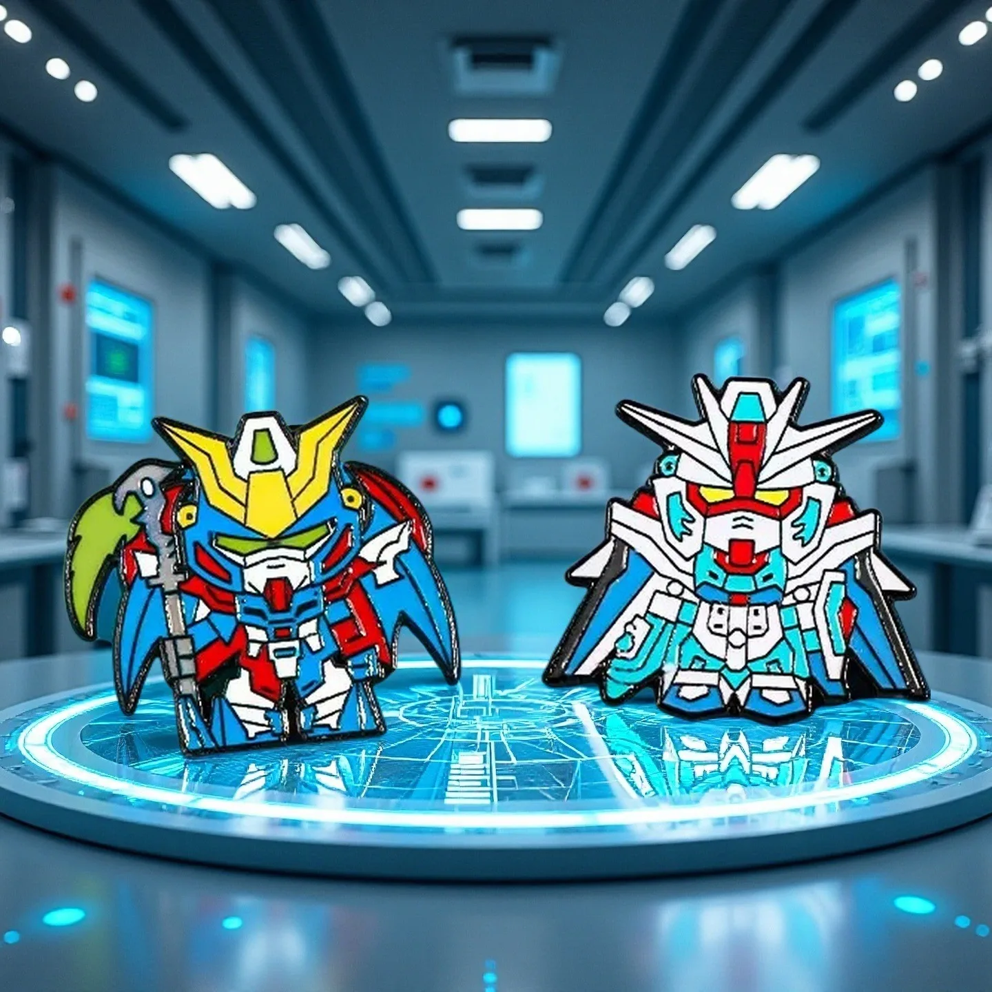 2pcs Cute Edition Strike Freedom Gundam Badge Hell Death God Pin Book Packaging Accessory Metal Badge