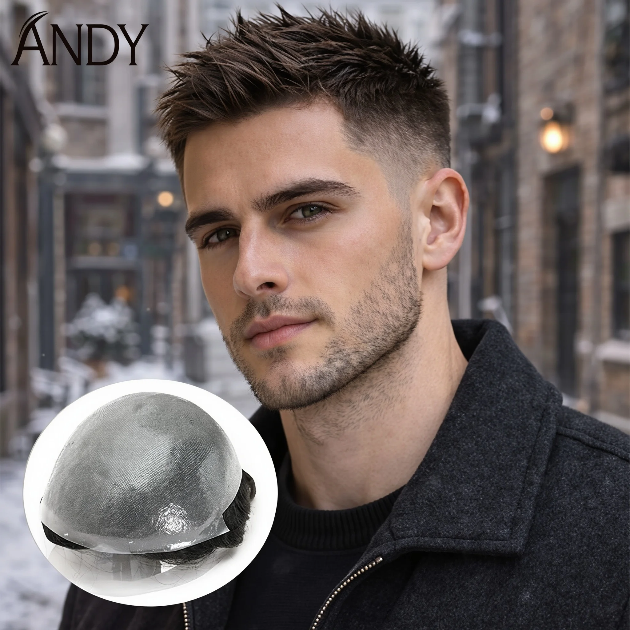 

Men's Natural Hairline Toupee 0.02-0.04mm Super Thin Skin European Human Hair Invisible Male Wig Hair Prosthesis Hair System