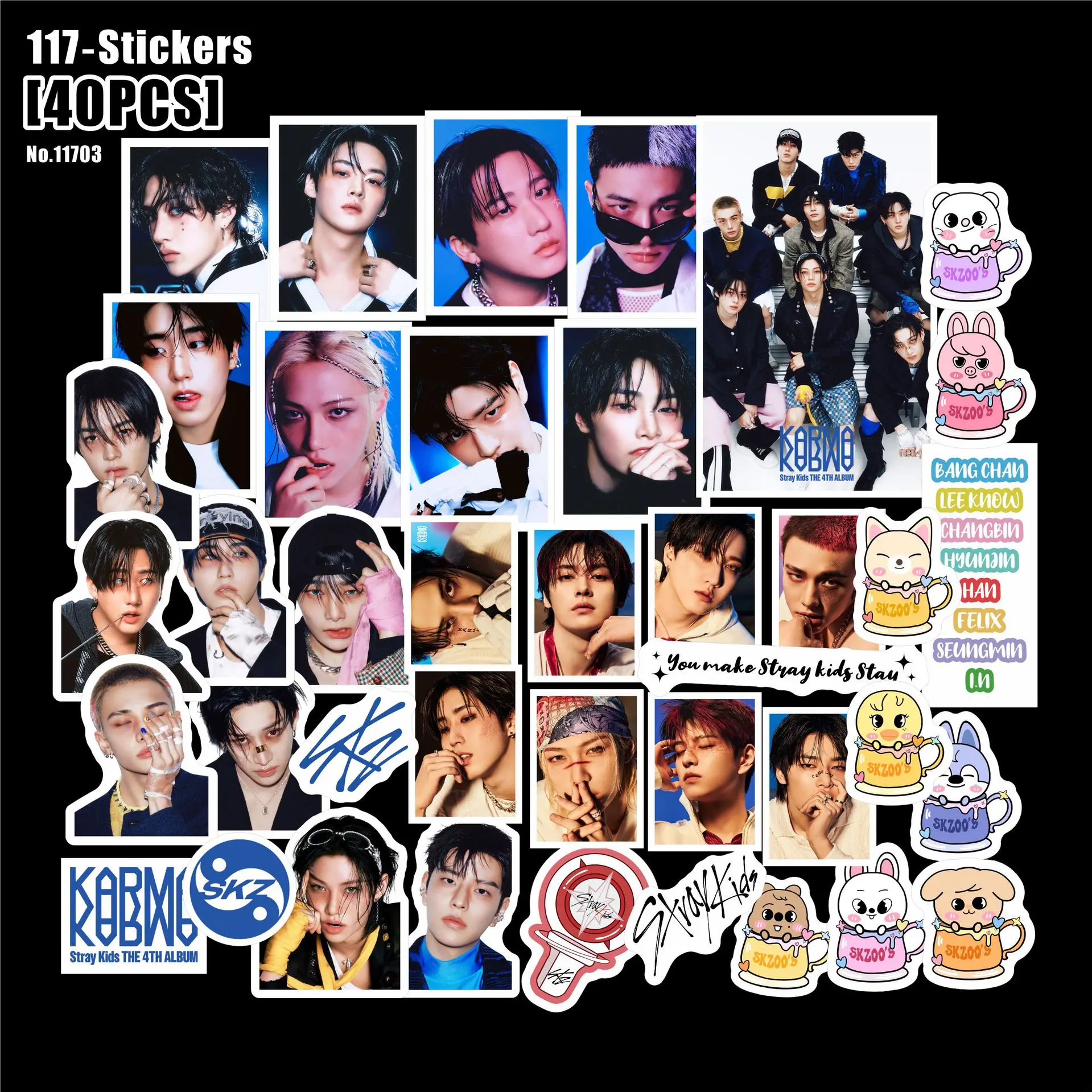 

SKZOO40 sticker Stray Kids waterproof hand account sticker water cup sticker luggage sticker