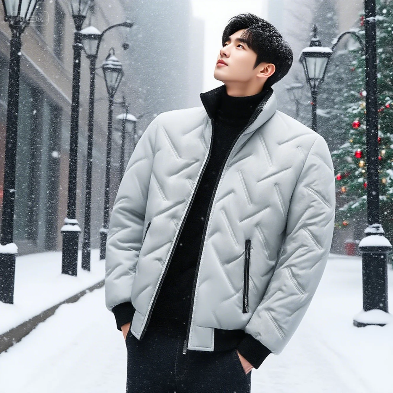 

New 2025 autumn/winter men's streetwear casual jacket men's fashion clothing men's warm jacket zipper pocket design