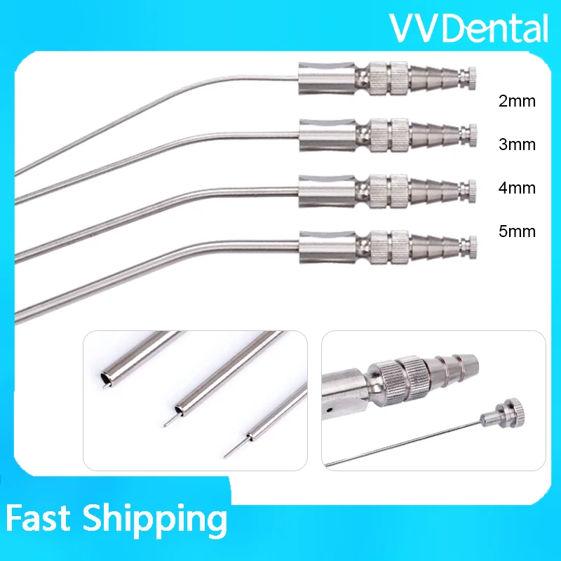 VVDental Dental Stainless Steel Surgical Suction Tube 4 Sizes Aspirator Tip Fast Saliva Blood Debris Removal Tool