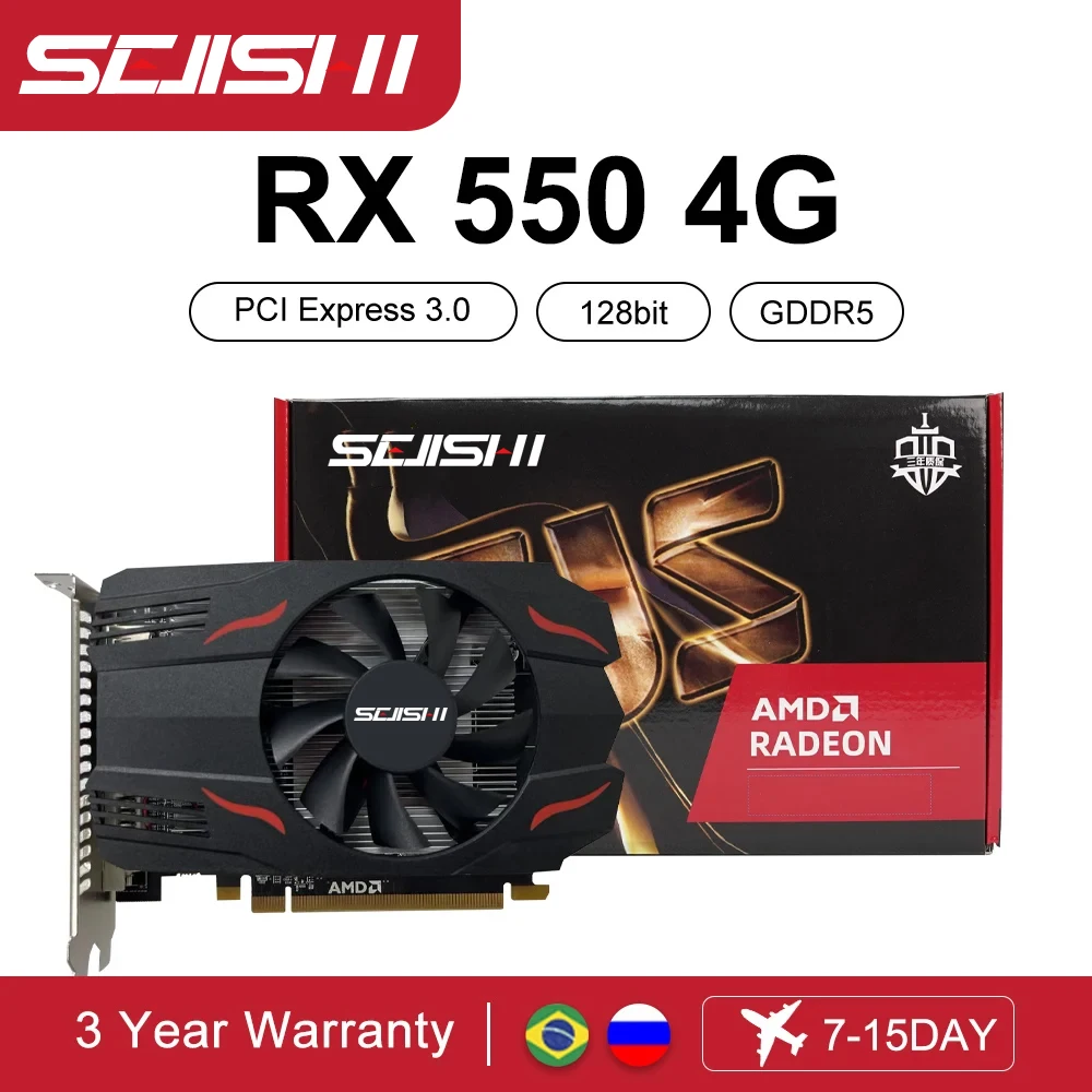 sejishi rx 550 placa grafica de 4gb 128bit gddr5 amd gpu rx550 4gb mineracao pci e 30x16 01