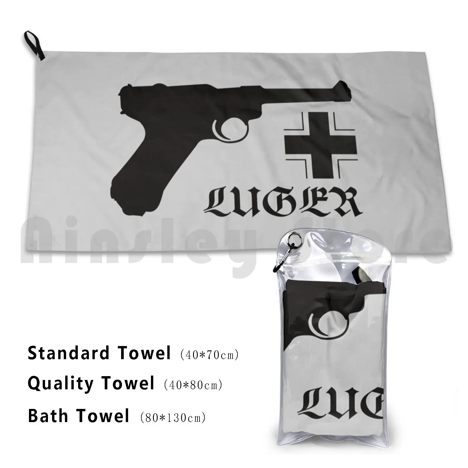 Luger Pistole Parabellum P08 Germany Ww2 Pistol Custom Towel Bath Towel Luger Gun Classic Iconic Famous