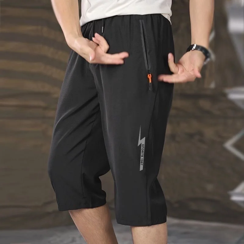 

Свободные лыжи из ледяного шелка на семь футов, мужские летние тонкие пляжные брюки длиной до колена, спортивные повседневные лыжи для молодых мужчин