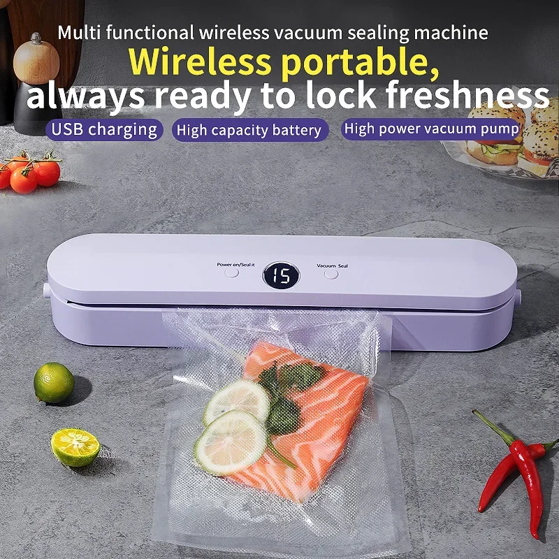 Rechargeable Full-Automatic Vacuum Sealer 2-Pump 2-Seal Mini Household Machines for Food Fresh-Keeping & Secure Sealing
